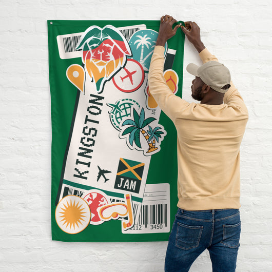 Kingston Jamaica Jamaican Flag Banner Wall Art Decor Banners Signs Birthday Banner kitchen Decor Ideas Gift Ideas