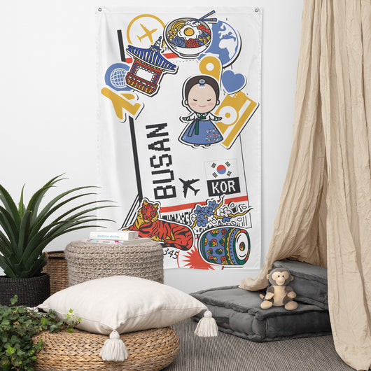 Busan South Korea korean Flag Banner Wall Art Decor Banners Signs Birthday Banner kitchen Decor Ideas Gift Ideas