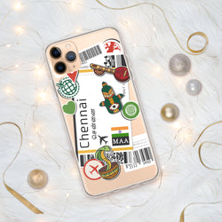 Funda para iPhone 15, 14, 13, 12, 11 Pro Max Plus Mini con bandera de la India de Chennai, regalo de viaje personalizado con nombre de ciudad