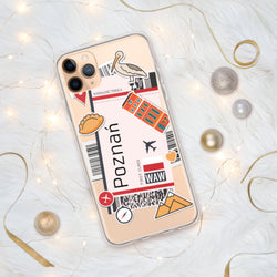 Funda para iPhone 15, 14, 13, 12, 11 Pro Max Plus Mini con bandera de Polonia y Poznań, recuerdo de viaje personalizado con nombre de ciudad