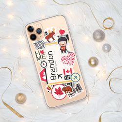 Funda para iPhone 15, 14, 13, 12, 11 Pro Max Plus Mini con bandera canadiense de Brandon, Manitoba, Canadá, recuerdo de viaje personalizado con nombre de ciudad