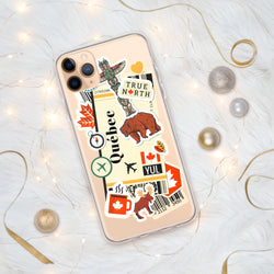 Funda para iPhone 15, 14, 13, 12, 11 Pro Max Plus Mini con bandera canadiense de Quebec, recuerdo de viaje personalizado con nombre de ciudad