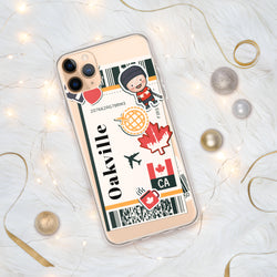 Funda para iPhone 15, 14, 13, 12, 11 Pro Max Plus Mini con bandera canadiense de Oakville, Ontario, Canadá, recuerdo de viaje personalizado con nombre de ciudad