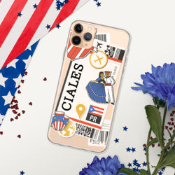 Ciales Puerto Rico Puerto Rican Flagge iPhone Fall 15 14 13 12 11 Pro Max Plus Mini Geschenk Reise Souvenir personalisierte benutzerdefinierte Stadt Name