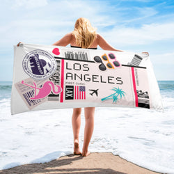 Los Angeles Kalifornien Strandtuch Amerikanische Flagge Pooltuch Bad Sauna Badezimmer Urlaub Reise Sommerhandtücher Geschenk Strandtuch Pooltuch