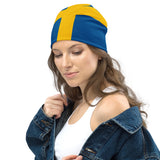 Sweden Sverige Swedish Flag Beanie Winter Hat Warm Unisex Hat Super Soft Travel Souvenir Gift Idea