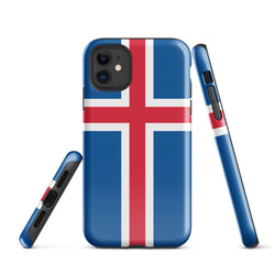 Funda para iPhone 15, 14, 13, 12, 11 Pro Max Plus Mini, resistente, rígida, protectora, de goma brillante, con bandera de Islandia