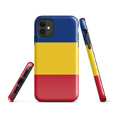 Rumänien Rumänische Flagge iPhone Hülle 15 14 13 12 11 Pro Max Plus Mini Robuste Hartschale Glänzende Gummi Handyhülle Geschenkidee