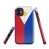 Philippinen Philippinische Flagge iPhone Hülle 15 14 13 12 11 Pro Max Plus Mini Robuste Hartschale Glänzende Gummi Handyhülle Geschenkidee