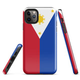 Philippinen Philippinische Flagge iPhone Hülle 15 14 13 12 11 Pro Max Plus Mini Robuste Hartschale Glänzende Gummi Handyhülle Geschenkidee