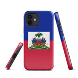 Haiti Haitian Flag iPhone Case 15 14 13 12 11 Pro Max Plus Mini Tough Fitted Hard Protective Shell Glossy Rubber Phone Case Gift Idea