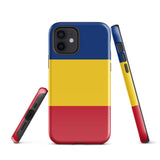 Rumänien Rumänische Flagge iPhone Hülle 15 14 13 12 11 Pro Max Plus Mini Robuste Hartschale Glänzende Gummi Handyhülle Geschenkidee