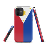 Philippinen Philippinische Flagge iPhone Hülle 15 14 13 12 11 Pro Max Plus Mini Robuste Hartschale Glänzende Gummi Handyhülle Geschenkidee