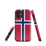 Norway Norwegian Flag iPhone Case 15 14 13 12 11 Pro Max Plus Mini Tough Fitted Hard Protective Shell Glossy Rubber Phone Case Gift Idea