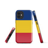 Rumänien Rumänische Flagge iPhone Hülle 15 14 13 12 11 Pro Max Plus Mini Robuste Hartschale Glänzende Gummi Handyhülle Geschenkidee