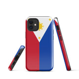 Philippinen Philippinische Flagge iPhone Hülle 15 14 13 12 11 Pro Max Plus Mini Robuste Hartschale Glänzende Gummi Handyhülle Geschenkidee