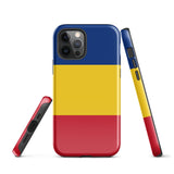 Rumänien Rumänische Flagge iPhone Hülle 15 14 13 12 11 Pro Max Plus Mini Robuste Hartschale Glänzende Gummi Handyhülle Geschenkidee
