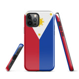Philippinen Philippinische Flagge iPhone Hülle 15 14 13 12 11 Pro Max Plus Mini Robuste Hartschale Glänzende Gummi Handyhülle Geschenkidee