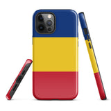 Rumänien Rumänische Flagge iPhone Hülle 15 14 13 12 11 Pro Max Plus Mini Robuste Hartschale Glänzende Gummi Handyhülle Geschenkidee