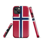 Norway Norwegian Flag iPhone Case 15 14 13 12 11 Pro Max Plus Mini Tough Fitted Hard Protective Shell Glossy Rubber Phone Case Gift Idea