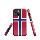 Norway Norwegian Flag iPhone Case 15 14 13 12 11 Pro Max Plus Mini Tough Fitted Hard Protective Shell Glossy Rubber Phone Case Gift Idea