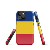 Rumänien Rumänische Flagge iPhone Hülle 15 14 13 12 11 Pro Max Plus Mini Robuste Hartschale Glänzende Gummi Handyhülle Geschenkidee