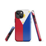 Philippinen Philippinische Flagge iPhone Hülle 15 14 13 12 11 Pro Max Plus Mini Robuste Hartschale Glänzende Gummi Handyhülle Geschenkidee