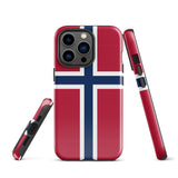 Norway Norwegian Flag iPhone Case 15 14 13 12 11 Pro Max Plus Mini Tough Fitted Hard Protective Shell Glossy Rubber Phone Case Gift Idea