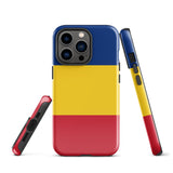 Rumänien Rumänische Flagge iPhone Hülle 15 14 13 12 11 Pro Max Plus Mini Robuste Hartschale Glänzende Gummi Handyhülle Geschenkidee