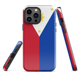 Philippinen Philippinische Flagge iPhone Hülle 15 14 13 12 11 Pro Max Plus Mini Robuste Hartschale Glänzende Gummi Handyhülle Geschenkidee