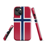 Norway Norwegian Flag iPhone Case 15 14 13 12 11 Pro Max Plus Mini Tough Fitted Hard Protective Shell Glossy Rubber Phone Case Gift Idea