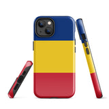 Rumänien Rumänische Flagge iPhone Hülle 15 14 13 12 11 Pro Max Plus Mini Robuste Hartschale Glänzende Gummi Handyhülle Geschenkidee