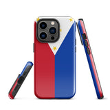 Philippinen Philippinische Flagge iPhone Hülle 15 14 13 12 11 Pro Max Plus Mini Robuste Hartschale Glänzende Gummi Handyhülle Geschenkidee