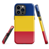 Rumänien Rumänische Flagge iPhone Hülle 15 14 13 12 11 Pro Max Plus Mini Robuste Hartschale Glänzende Gummi Handyhülle Geschenkidee