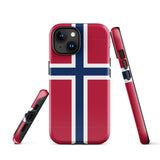 Norway Norwegian Flag iPhone Case 15 14 13 12 11 Pro Max Plus Mini Tough Fitted Hard Protective Shell Glossy Rubber Phone Case Gift Idea