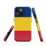 Rumänien Rumänische Flagge iPhone Hülle 15 14 13 12 11 Pro Max Plus Mini Robuste Hartschale Glänzende Gummi Handyhülle Geschenkidee