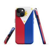 Philippinen Philippinische Flagge iPhone Hülle 15 14 13 12 11 Pro Max Plus Mini Robuste Hartschale Glänzende Gummi Handyhülle Geschenkidee