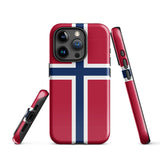Norway Norwegian Flag iPhone Case 15 14 13 12 11 Pro Max Plus Mini Tough Fitted Hard Protective Shell Glossy Rubber Phone Case Gift Idea